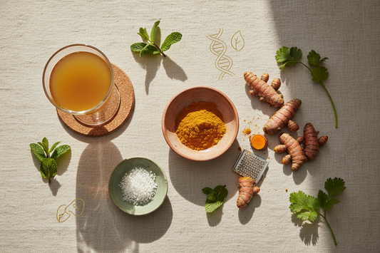 body Premium organic ingredients for reducing body inflammation - turmeric and bone broth" "Anti-inflammatory superfoods and natural remedies for gut health" "Alhamd Organics inflammation-fighting products - turmeric latte and bone broth"